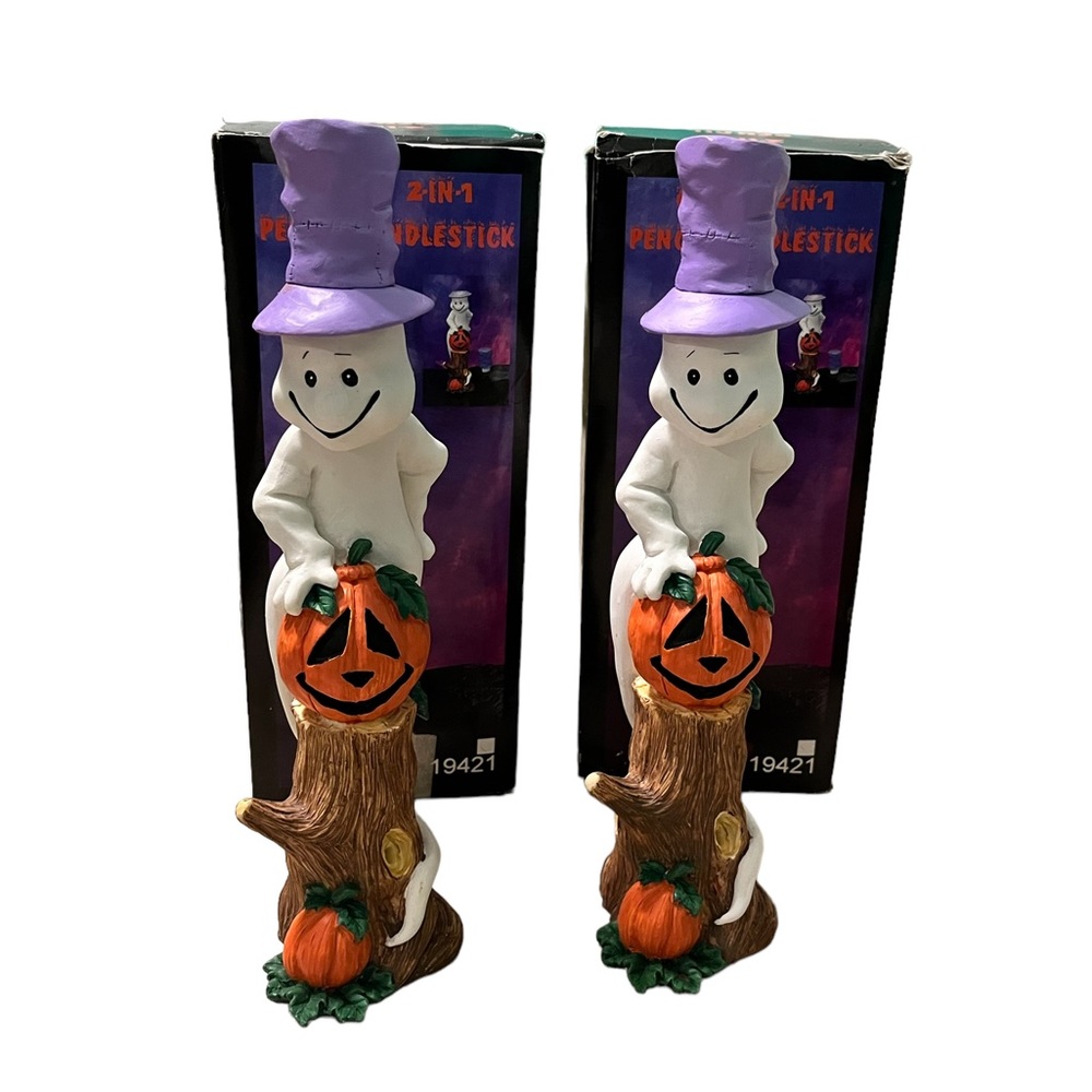 vintage halloween decorations ghost candle stick holders